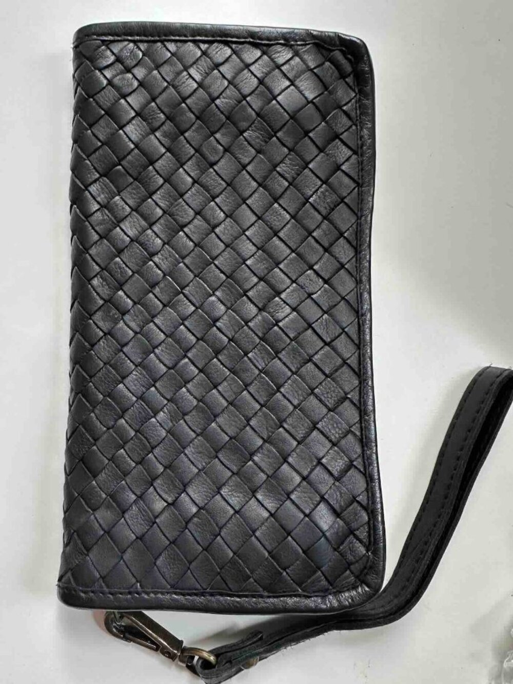 Viola Castellani Intrecciato Italian Leather Clutch Wristlet Wallet Purse Milano